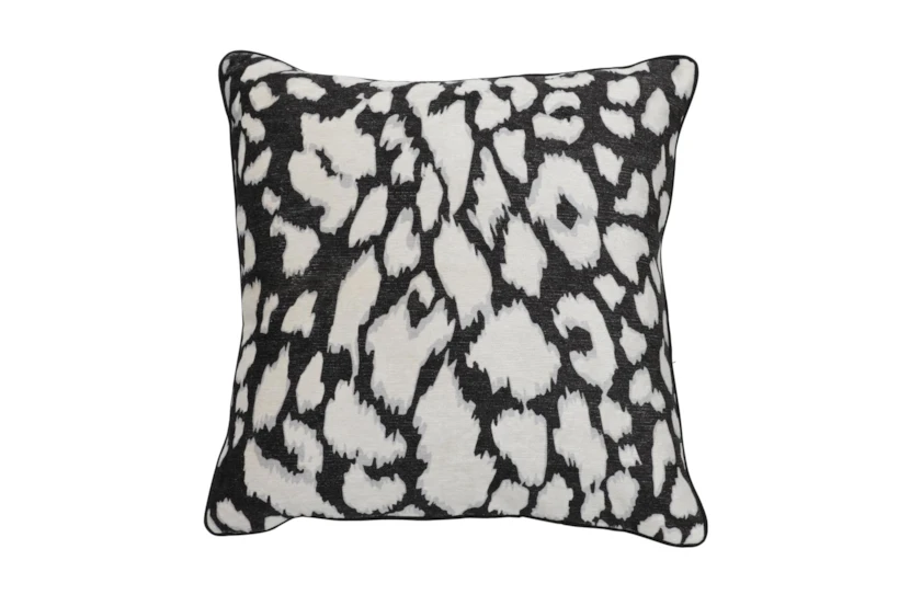 22X22 Black + White Leopard Print Throw Pillow - 360