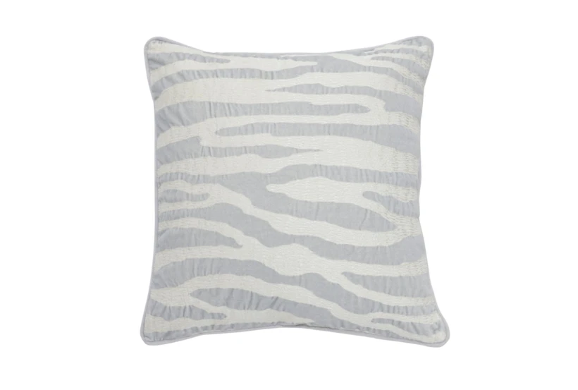 22X22 Grey + White Tiger Print Throw Pillow - 360