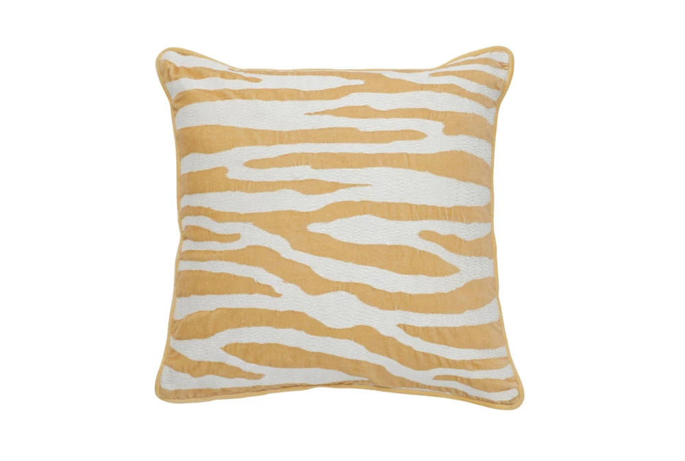 22X22 Tangerine Tiger Stripe Print Throw Pillow