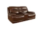 Heckford Brown Leather Power Zero Gravity Reclining Console Loveseat with Power Headrest & USB - Signature