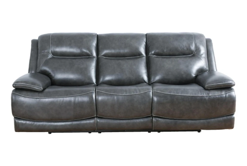 Heckford Grey Leather Power Zero Gravity Reclining Sofa with USB