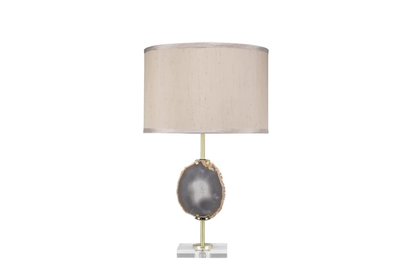15 Inch Natural Lavender Agate+ Antique Brass Table Lamp - 360