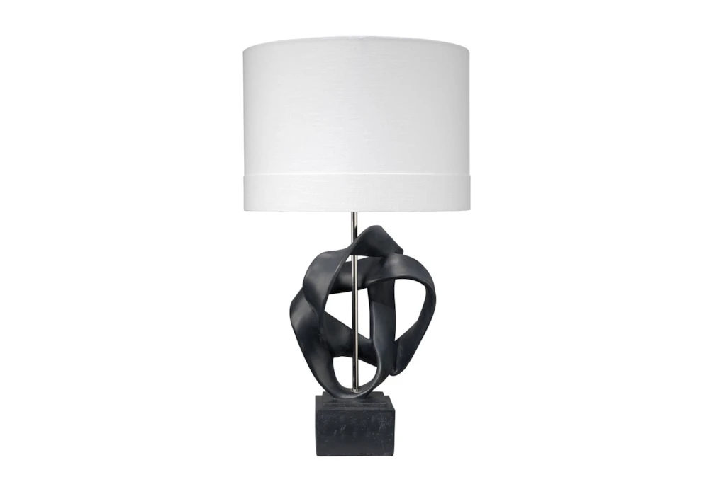 30 Inch Black Resin Intertwined Sculptural Table Lamp