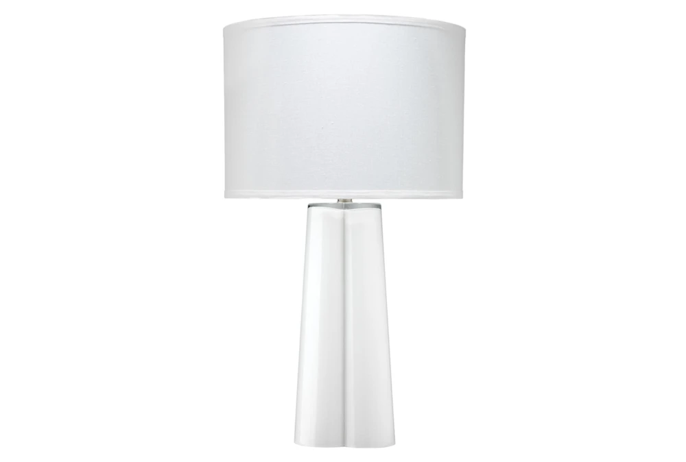 28 Inch White + Silver Glass Table Lamp 