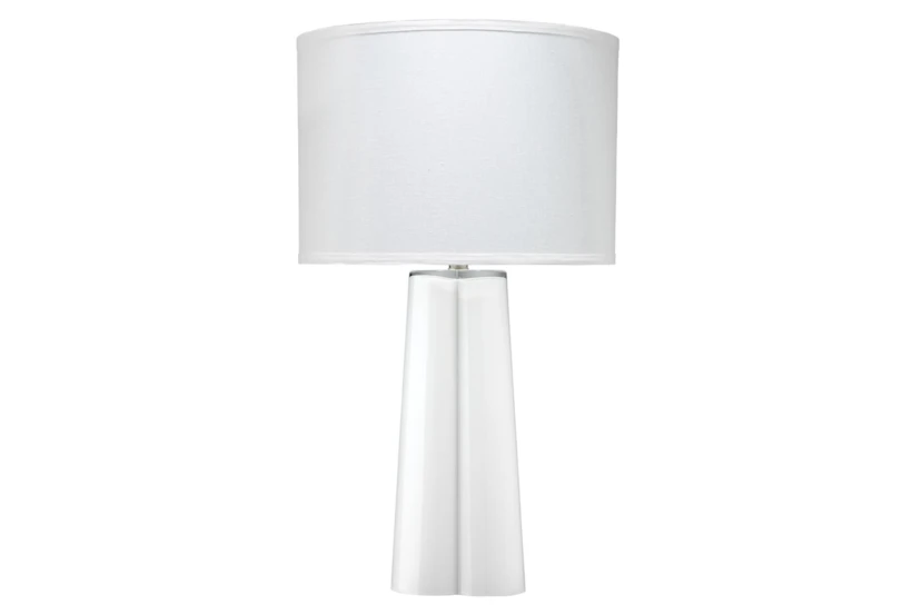 28 Inch White + Silver Glass Table Lamp  - 360