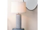 28 Inch Blue + White Patttern Ceramic Table Lamp - Room