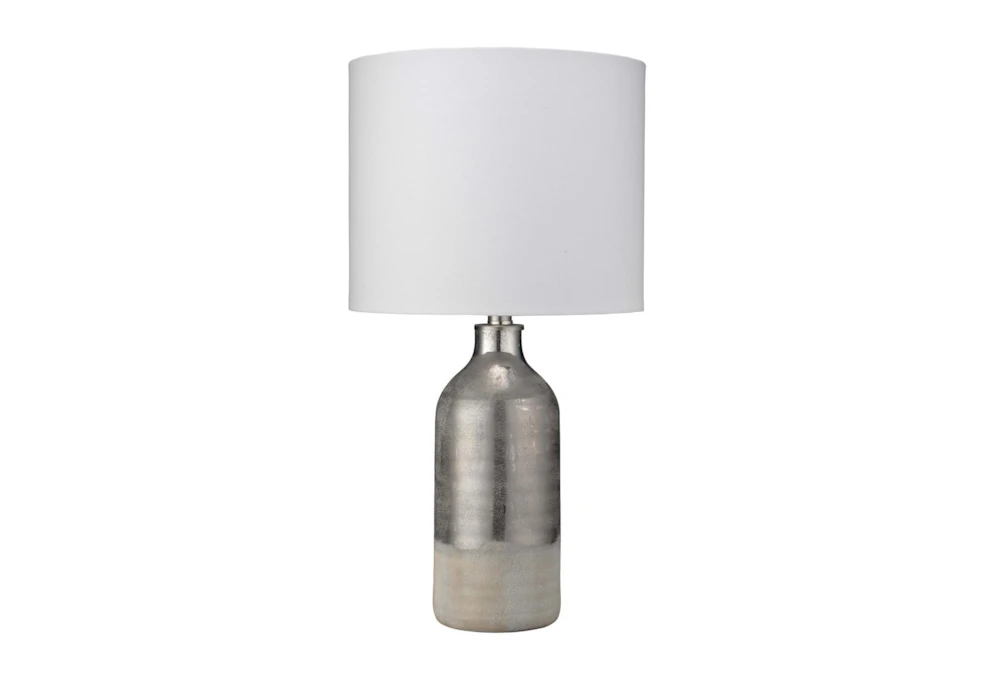 23 Inch Silvered + Taupe Table Lamp