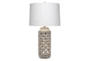 27 Inch White Washed Resin With Marble Base Table Lamp - Signature