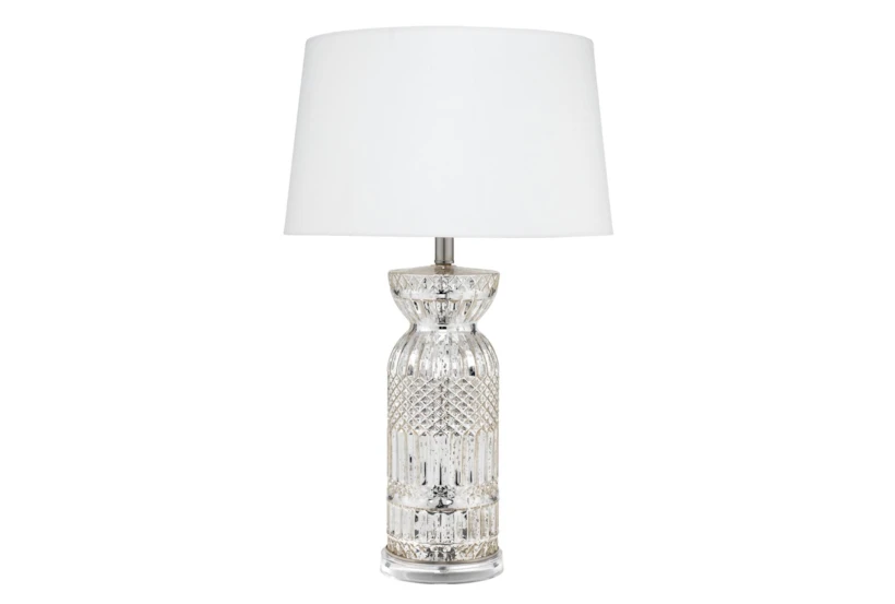 25 Inch Silver Mercury Glass Table Lamp - 360