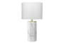16 Inch White Marble + Antique Brass Metal Table Lamp - Signature