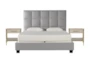 Boswell Grey King Upholstered Panel 3 Piece Bedroom Set With 2 Camila Nightstands - Signature