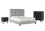 Boswell King Upholstered Panel 3 Piece Bedroom Set With Joren Chest Of Drawers + Nightstnd - Signature