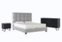 Boswell Grey King Upholstered Panel 3 Piece Bedroom Set With Joren Dresser + Nightstand - Signature