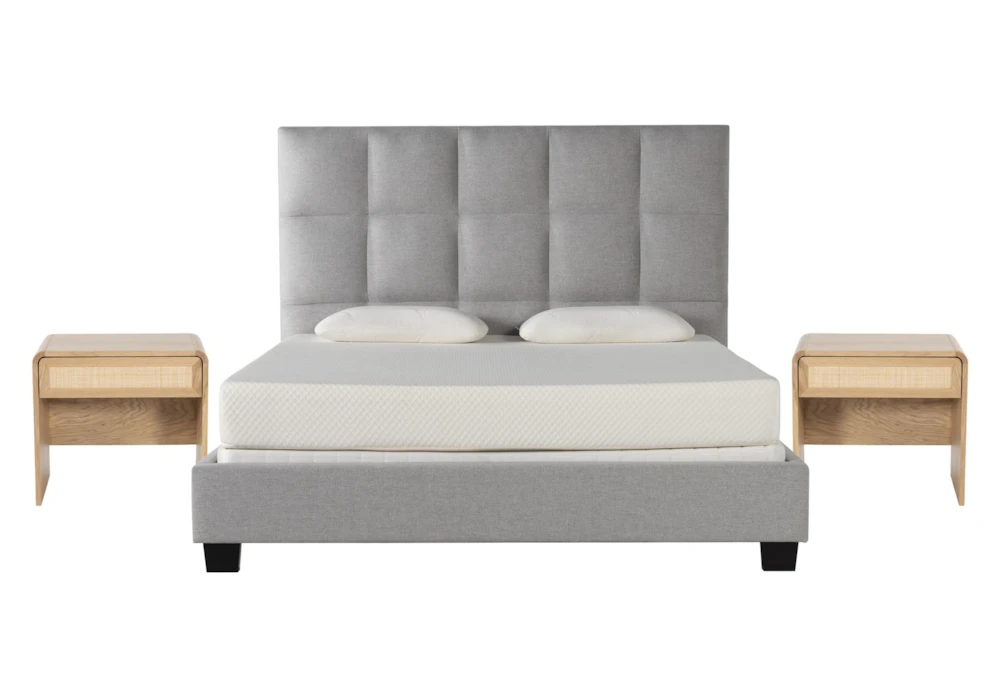 Boswell Queen Upholstered Panel 3 Piece Bedroom Set With 2 Canya Nightstands