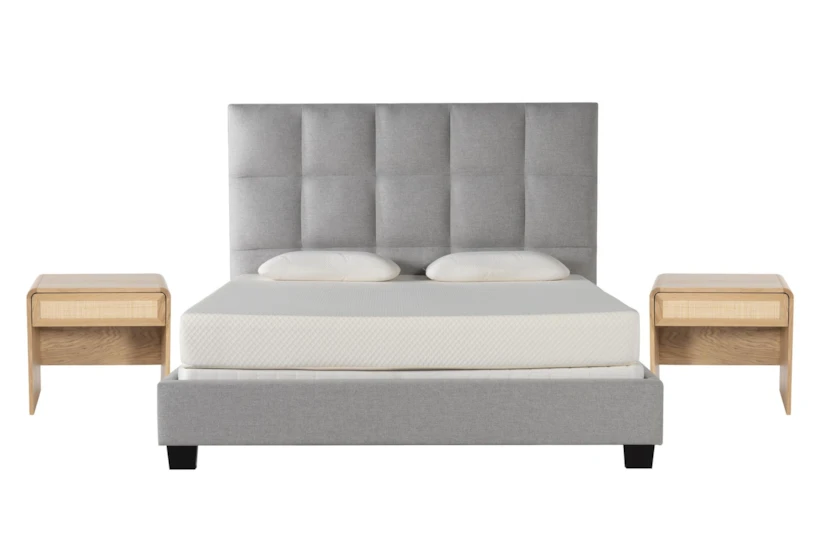 Boswell Queen Upholstered Panel 3 Piece Bedroom Set With 2 Canya Nightstands - 360