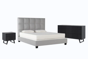 Boswell Queen Upholstered Panel 3 Piece Bedroom Set With Joren Dresser + Nightstand