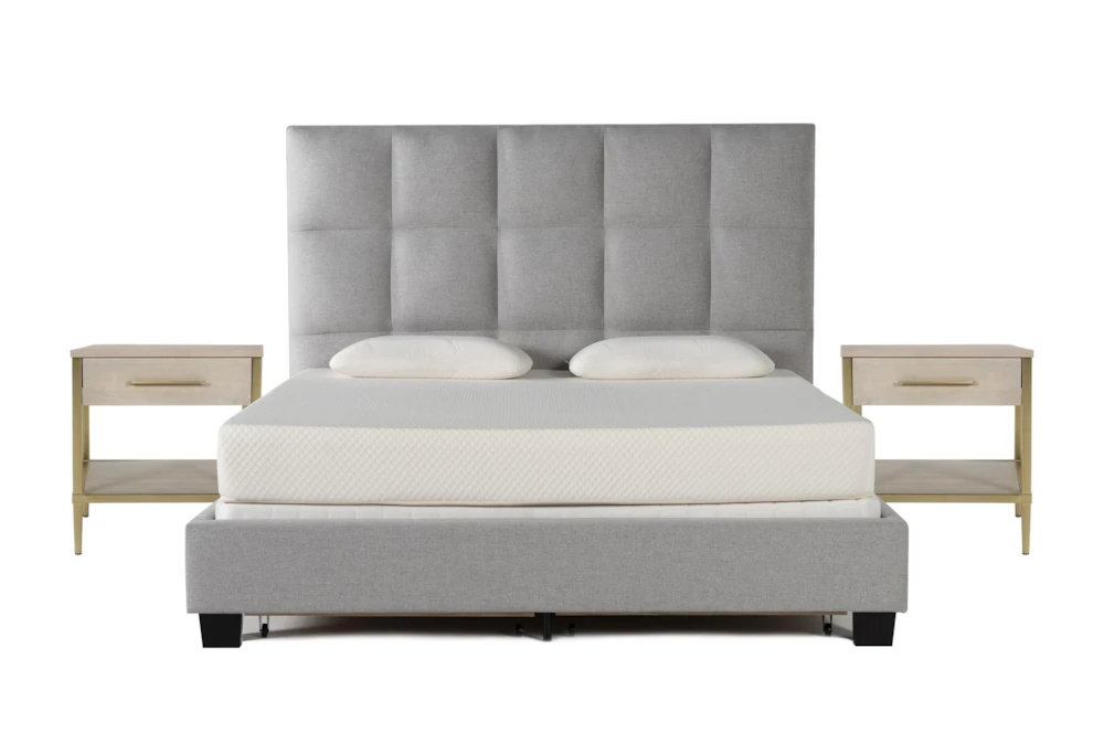 Boswell Grey Queen Upholstered Storage 3 Piece Bedroom Set With 2 Camila Nightstands