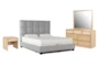 Boswell California King Upholstered Storage 4 Piece Bedroom Set With Canya Dresser, Mirror + Nightstand - Signature