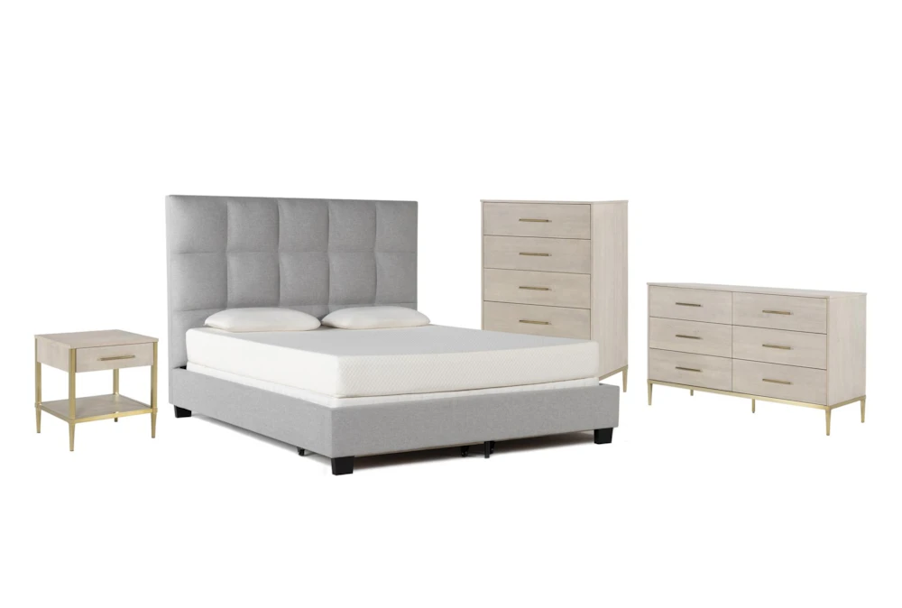 Boswell Queen Upholstered Storage 4 Piece Bedroom Set With Camila Dresser, Chest Of Drawers + Nightstand