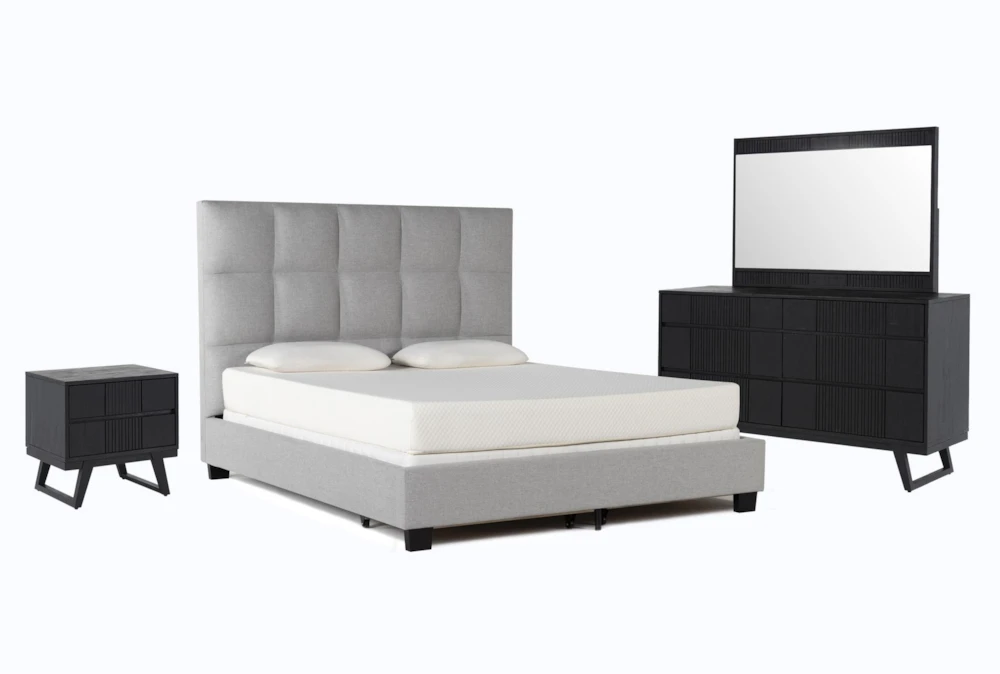 Boswell Queen Upholstered Storage 4 Piece Bedroom Set With Joren Dresser, Mirror + Nightstand