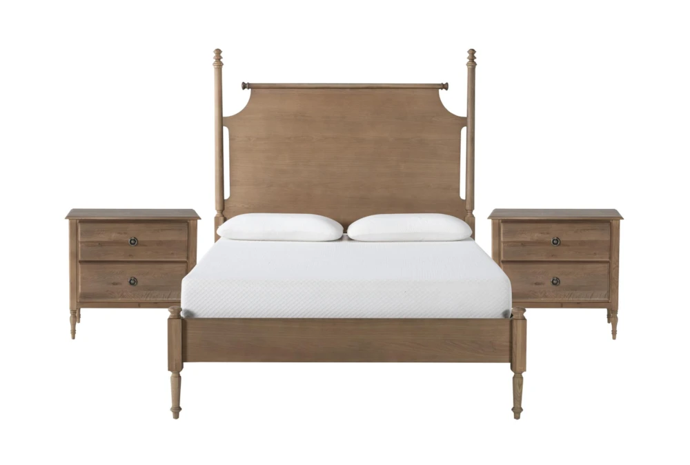 Magnolia Home Anders Weathered Brown California King Wood Poster 3 Piece Bedroom Set With 2 Hartley Nightstands By Joanna Gaines