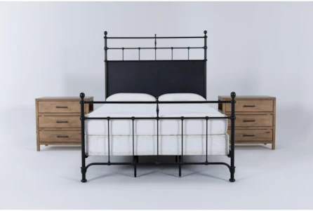 Magnolia Home Trellis California King Panel 3 Piece Bedroom Set With 2 Scaffold Nightstands By Joanna Gaines