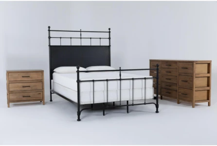 Magnolia Home Trellis California King Panel 3 Piece Bedroom Set With Scaffold Dresser + Nightstand By Joanna Gaines