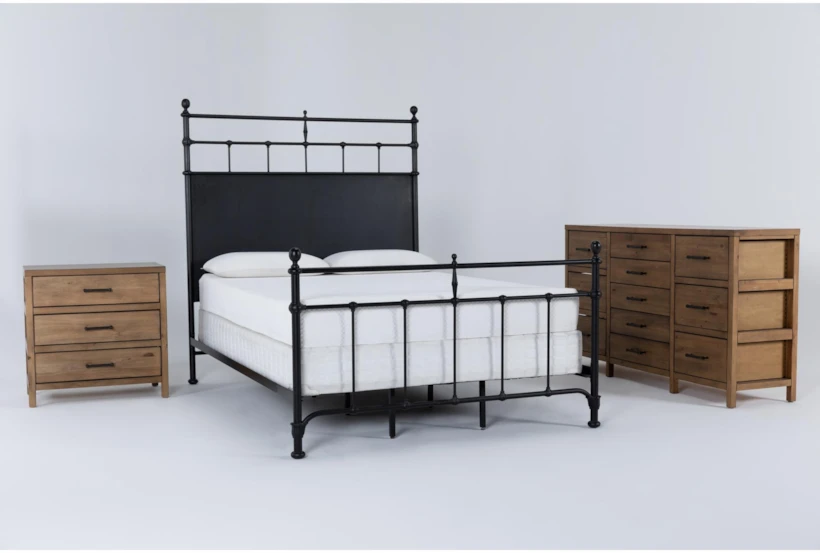 Magnolia Home Trellis King Panel 3 Piece Bedroom Set With Scaffold Dresser + Nightstand By Joanna Gaines - 360