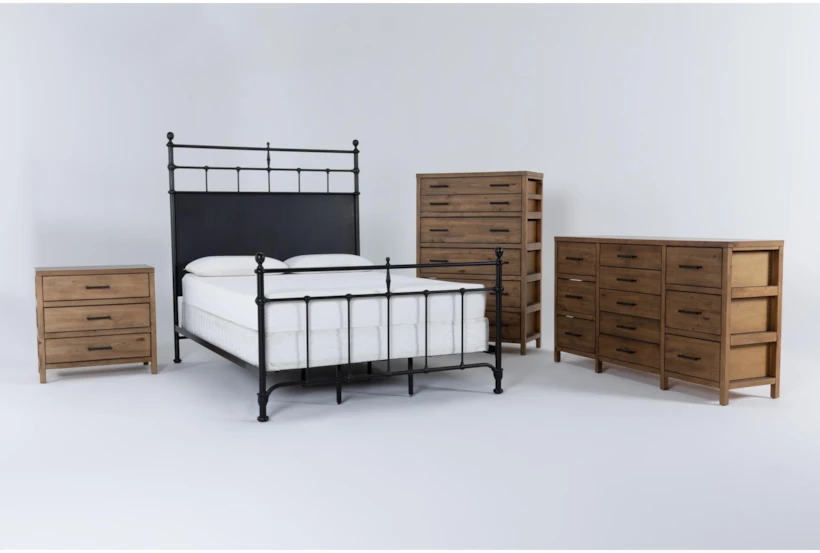 Magnolia Home Trellis California King Panel 4 Piece Bedroom Set With Scaffold Dresser, Chest Of Drawers + Nightstand By Joanna Gaines - 360