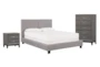 Rylee King Upholstered Panel 3 Piece Bedroom Set With Finley Chest Of Drawers + Nightstand - Signature