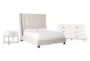 Topanga Grey King Velvet Upholstered Panel 3 Piece Bedroom Set With Elden II Dresser + 1-Drawer Nightstand - Signature
