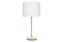 19 Inch White Marble + Antique Brass Metal Table Lamp - Signature