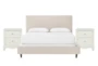 Dean Sand Full Upholstered Panel 3 Piece Bedroom Set With 2 Madison White 2-Drawer Nightstands - Signature