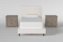 Dean Sand Twin Upholstered Panel 3 Piece Bedroom Set With 2 Morgan Nightstands - Signature