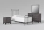 Kyrie Black Twin Metal Panel 4 Piece Bedroom Set With Finley Dresser, Mirror + Nightstand - Signature