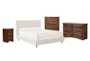 Dean Sand Full Upholstered Panel 4 Piece Bedroom Set With Sedona Dresser, Chest Of Drawers + Nightstand - Signature