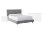 Dean Charcoal Full Upholstered Panel 3 Piece Bedroom Set With Larkin White Dresser + Nightstand - Signature