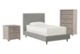 Dean Charcoal Twin Upholstered Panel 3 Piece Bedroom Set With Morgan Chest Of Drawers + Nightstand - Signature