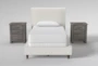 Dean Sand Twin Upholstered Panel 3 Piece Bedroom Set With 2 Summit Grey Nightstands - Signature