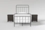 Kyrie Black Twin Metal Panel 3 Piece Bedroom Set With 2 Larkin Espresso Nightstands - Signature
