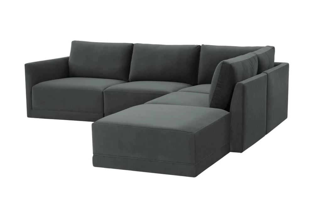 Lyric Charcoal Velvet 105" 5 Piece L-Shaped Modular Sectional with Right Arm Facing Chaise