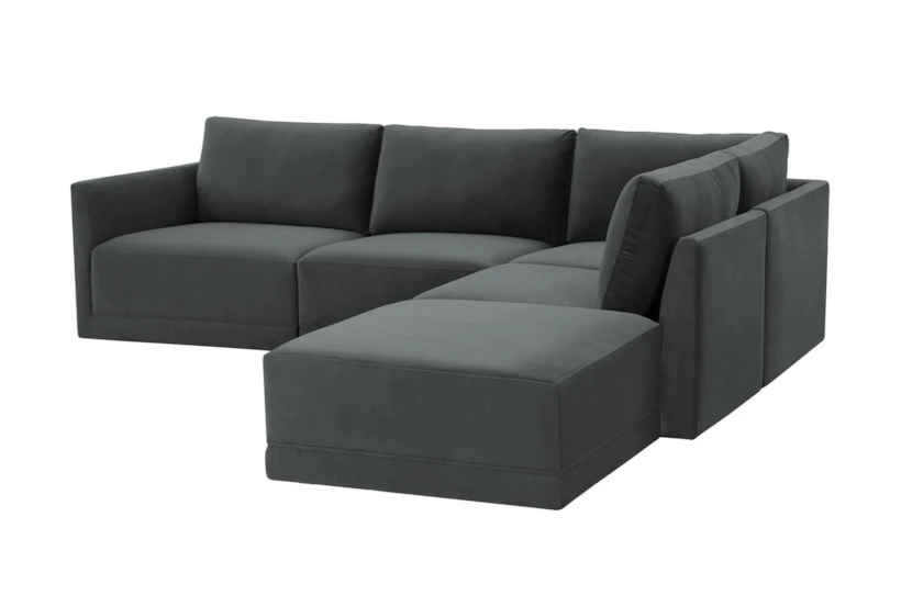 Lyric Charcoal Velvet 105" 5 Piece L-Shaped Modular Sectional with Right Arm Facing Chaise - 360
