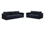 Lyric Navy Velvet 5 Piece Living Room Set with Modular Sofa and Loveseat - Signature