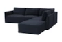 Lyric Navy Velvet 105" 5 Piece L-Shaped Modular Sectional with Right Arm Facing Chaise - Signature
