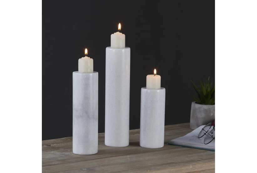 6, 8, + 10 Inch Marble Tea Light Candle Holders Set of 3 - 360