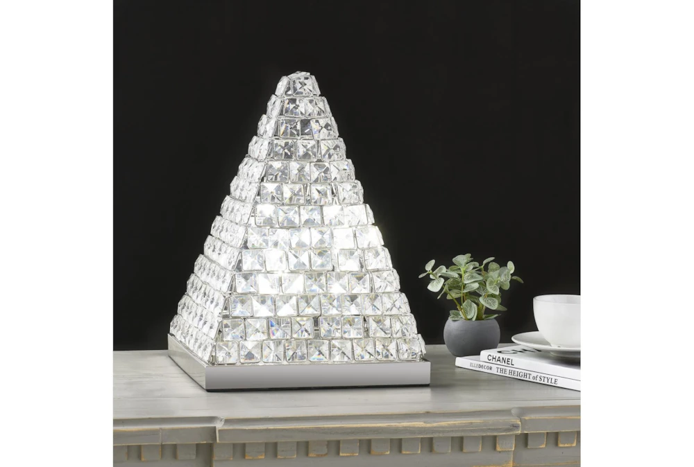 14 Inch Pyramid Nickel Crystal Table Lamp