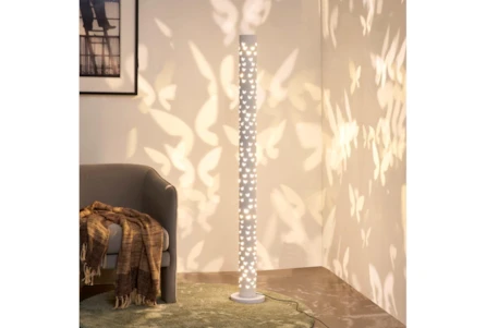 62 Inch White Metal Butterfly Shadow Tower Floor Lamp - Main