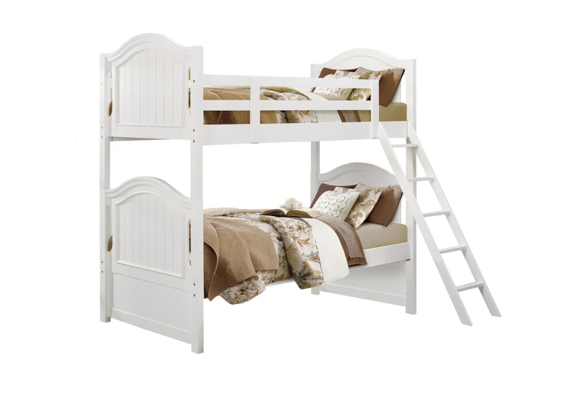 Destini White Twin Over Twin Wood Bunk Bed - 360