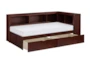 Kory Cherry Twin Reversible Wood Bookcase Corner Bed With Underbed Storage Boxes - Detail