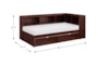Kory Cherry Twin Reversible Wood Bookcase Corner Bed With Underbed Storage Boxes - Detail